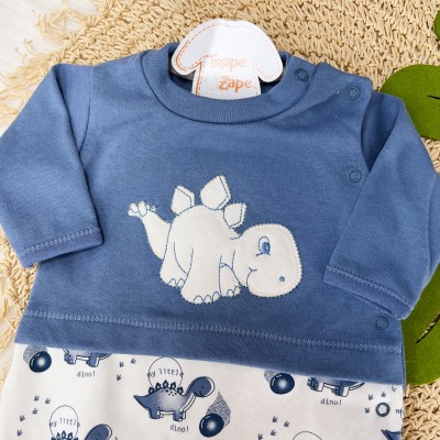 Macacão Trape Zape- Dino Baby - Azul Jeans